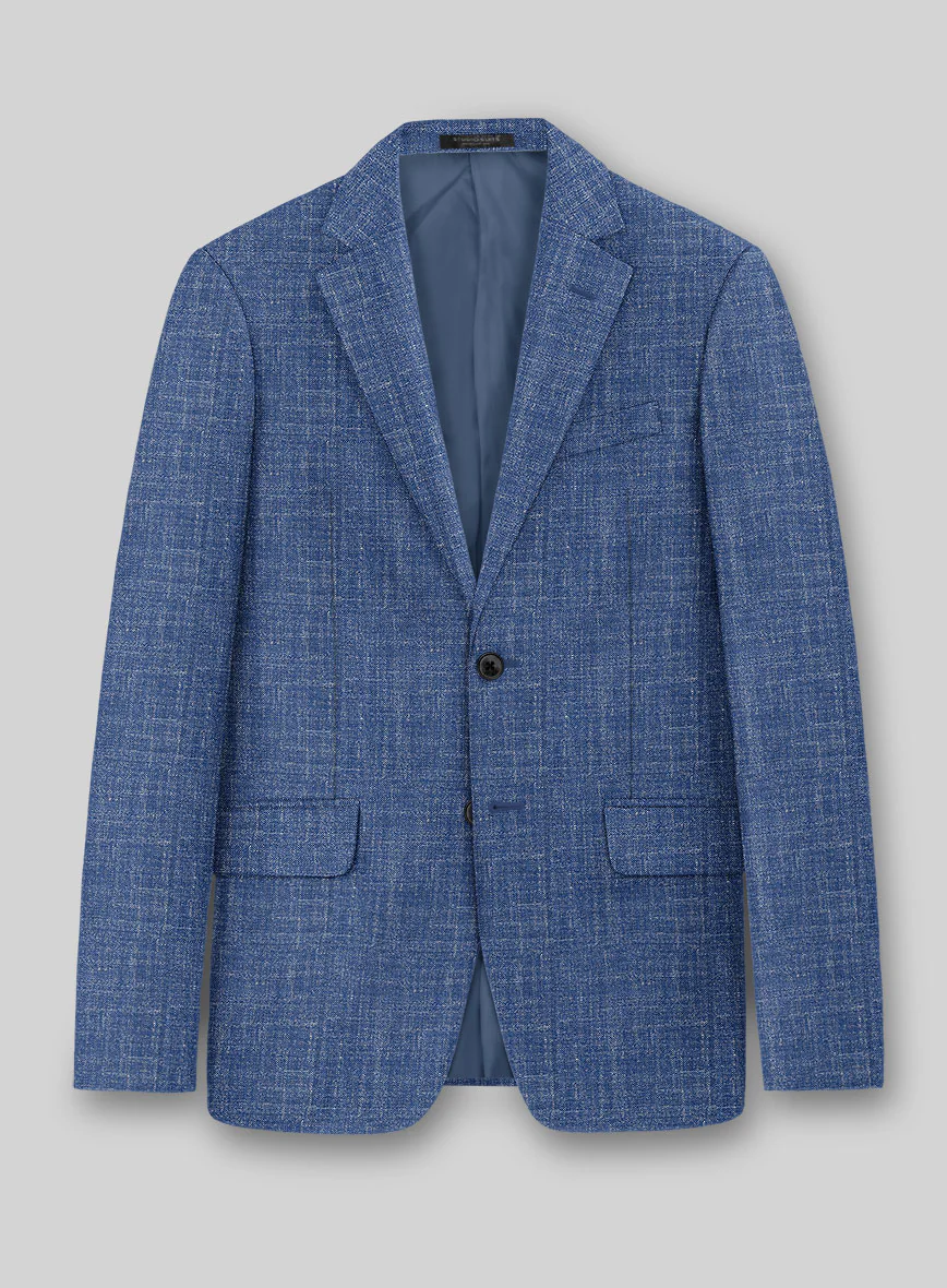Noble Blue Wool Silk Linen Suit - Image 3