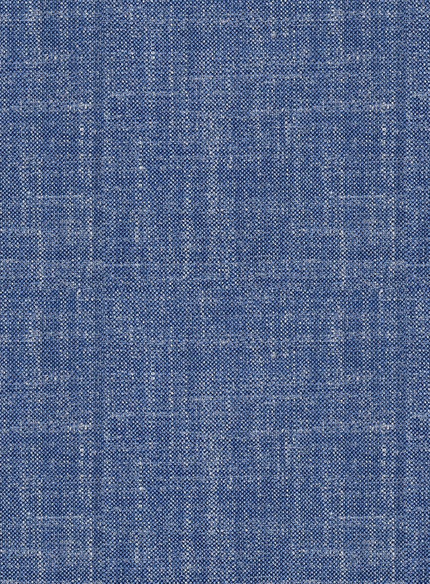 Noble Blue Wool Silk Linen Suit - Image 8