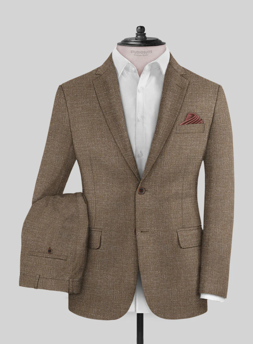Noble Brown Wool Silk Linen Suit - Image 2