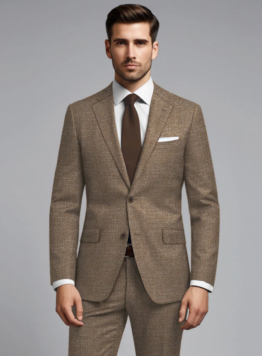 Noble Brown Wool Silk Linen Suit - Image 3