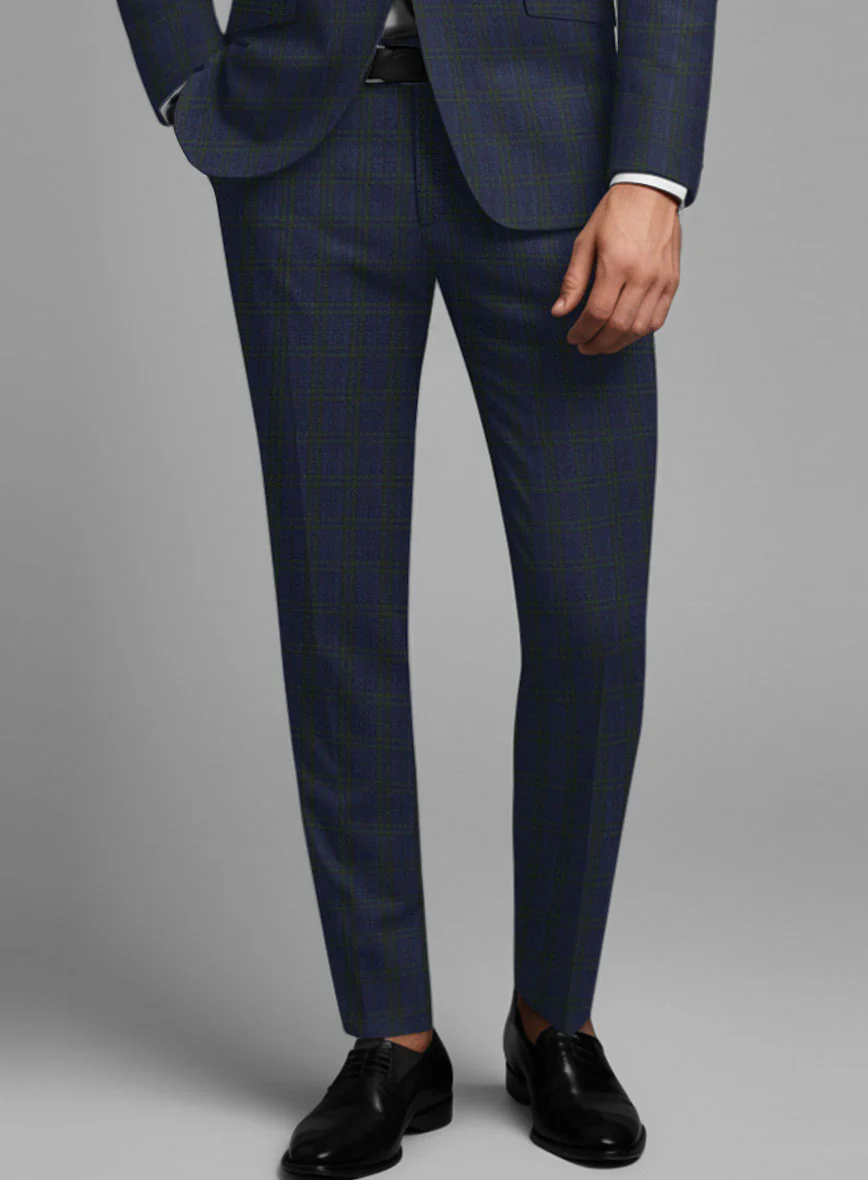 Noble Cinzia Blue Wool Silk Linen Pants - Image 2