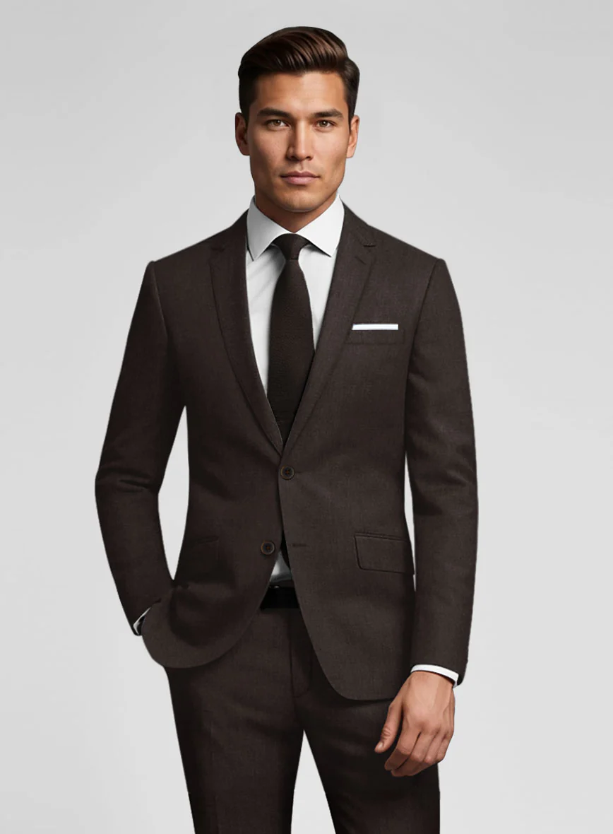 Noble Coffee Brown Wool Silk Linen Jacket - Image 2
