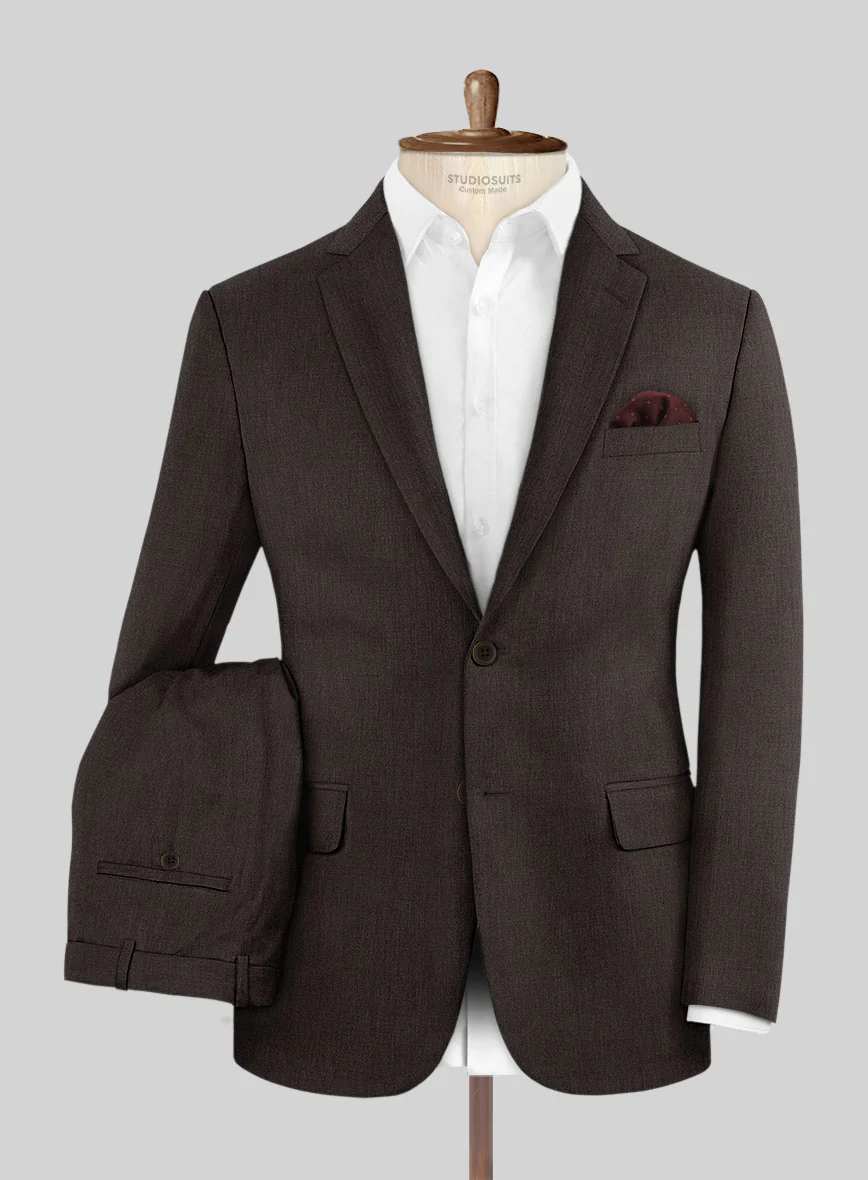 Noble Coffee Brown Wool Silk Linen Suit - Image 2