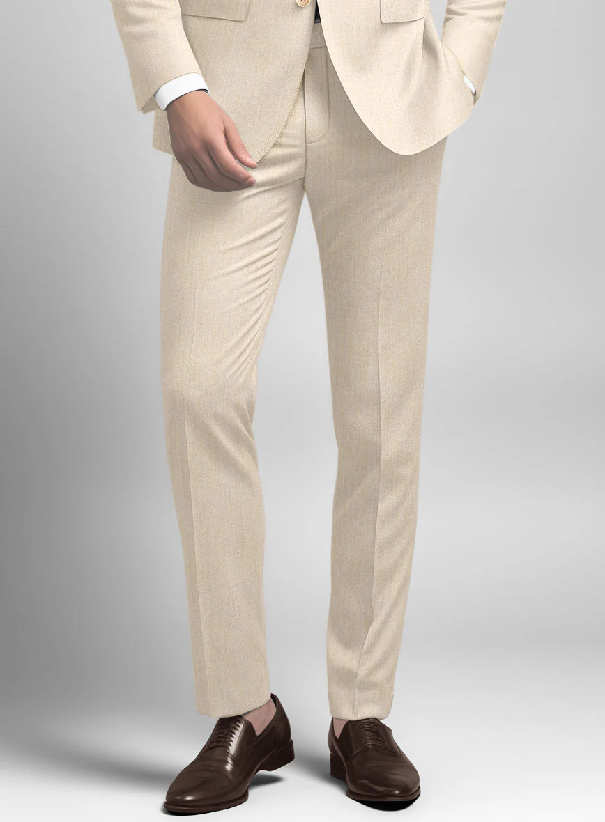 Noble Cream Wool Silk Linen Pants - Image 2