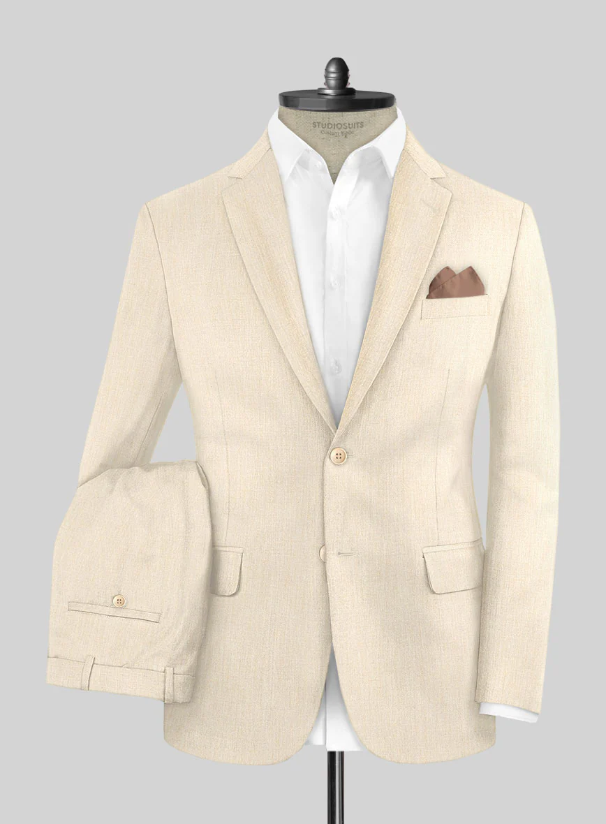 Noble Cream Wool Silk Linen Suit - Image 2