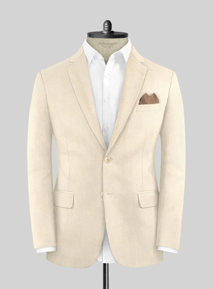 Noble Cream Wool Silk Linen Suit - Image 4