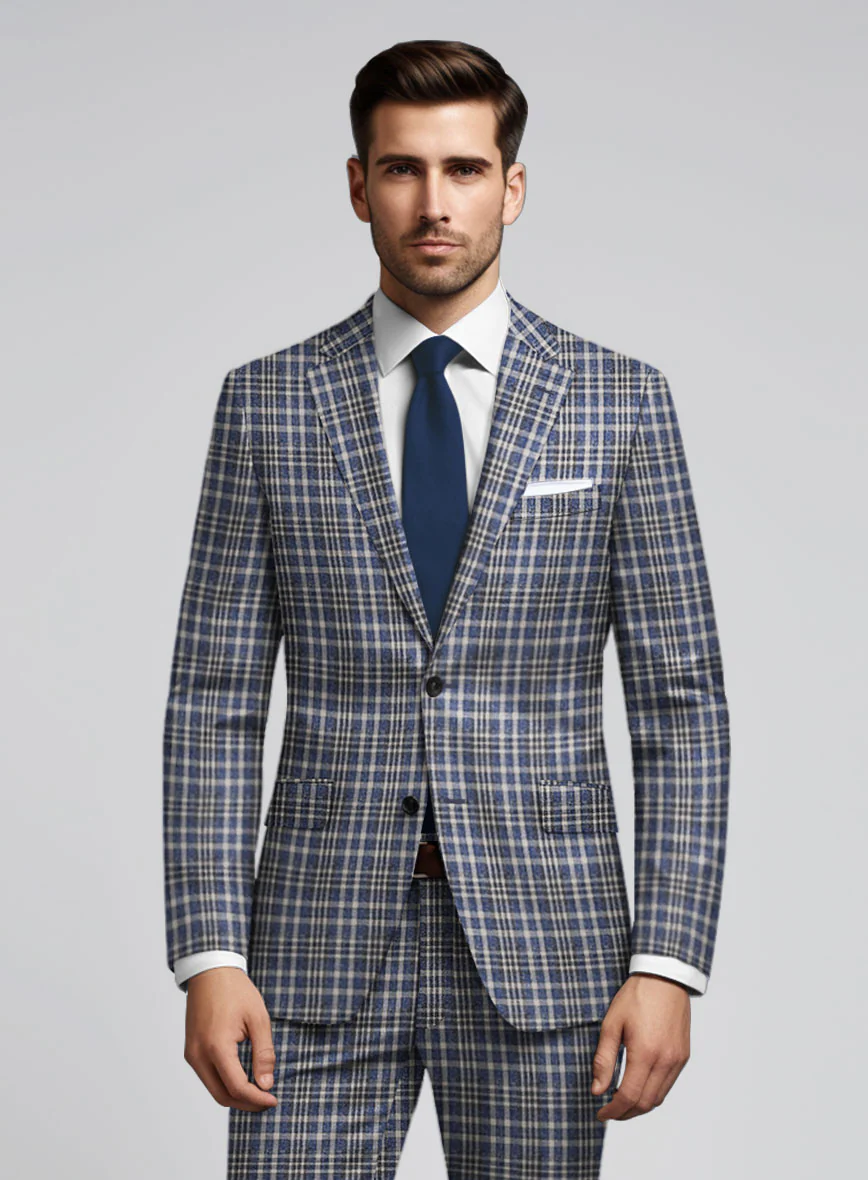 Noble Dante Blue Cotton Silk Linen Jacket - Image 2