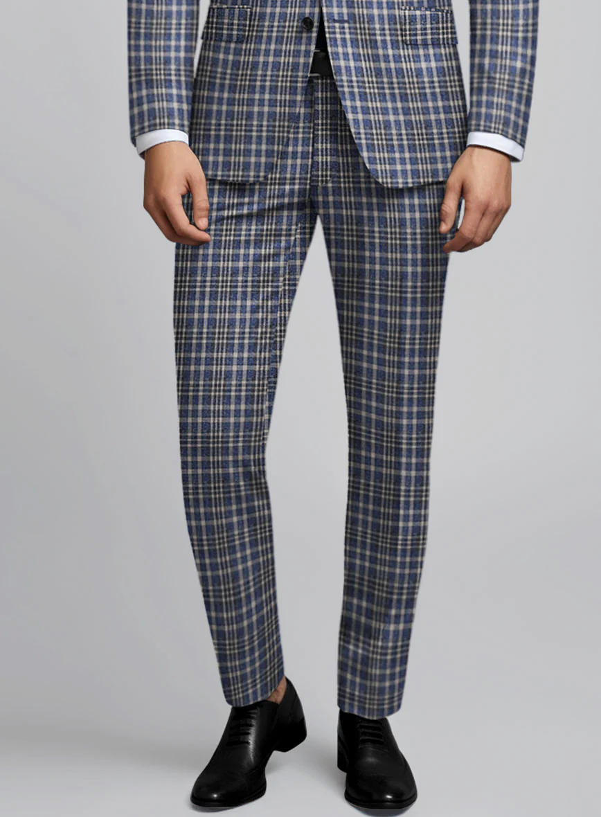 Noble Dante Blue Cotton Silk Linen Suit - Image 5