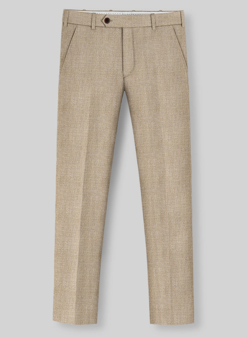 Noble Dark Beige Wool Silk Linen Pants - Image 2