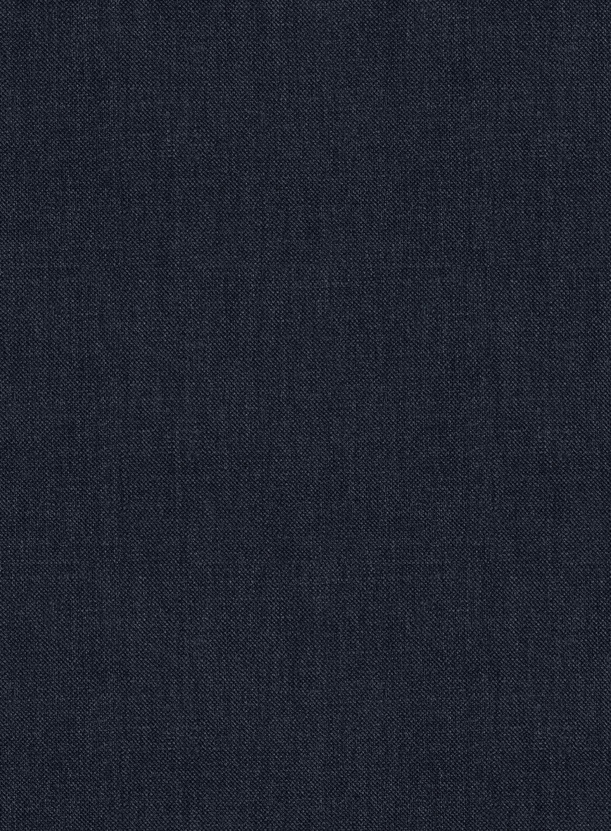 Noble Dark Blue Wool Silk Linen Pants - Image 3