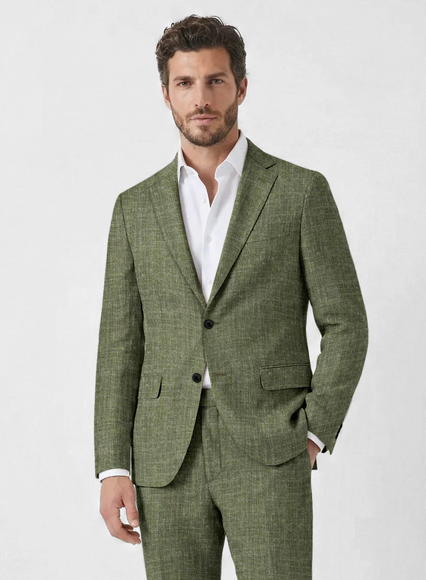 Noble Dew Green Wool Silk Linen Jacket - Image 2