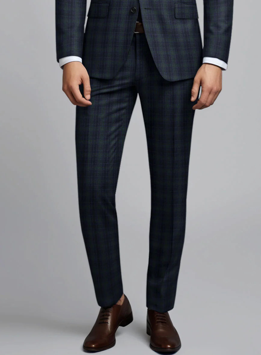 Noble Domenico Check Wool Silk Linen Pants - Image 2