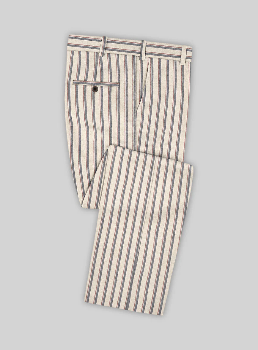 Noble Elena Cream Stripe Wool Silk Linen Suit - Image 6