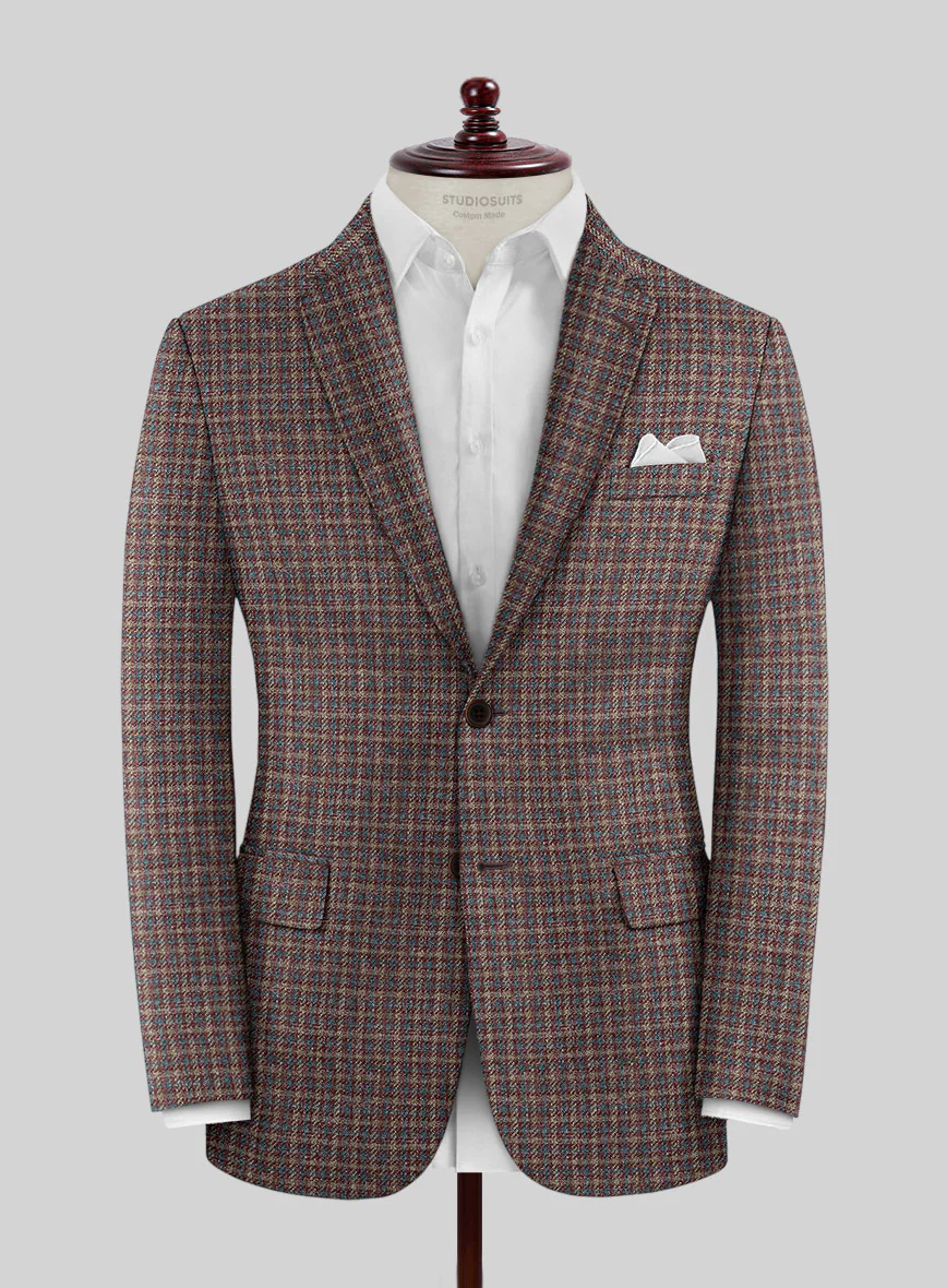 Noble Gabriela Check Wool Silk Linen Suit - Image 4