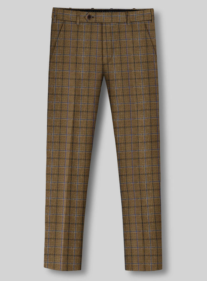 Noble Giancarlo Brown Wool Silk Linen Pants - Image 2