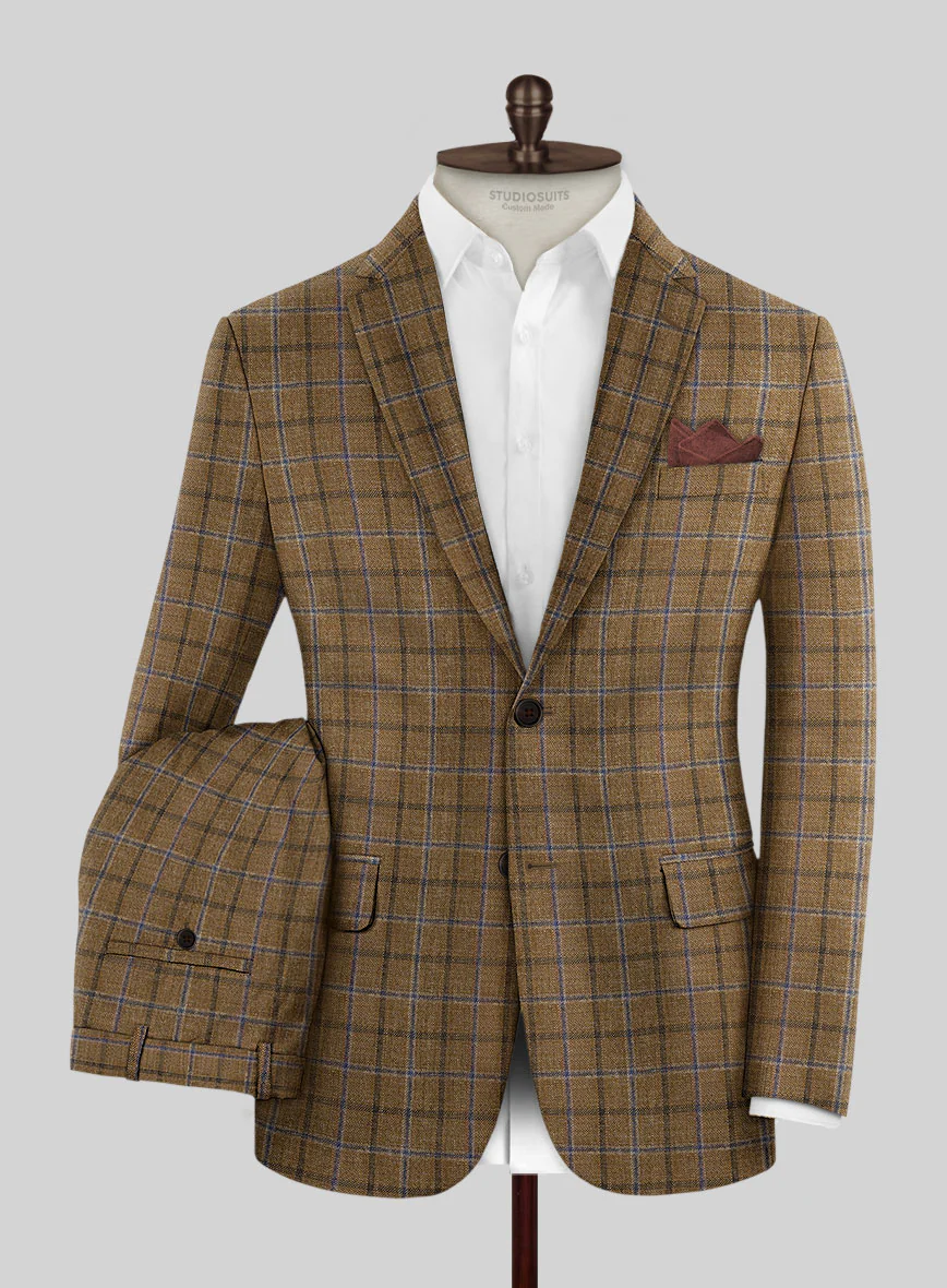Noble Giancarlo Brown Wool Silk Linen Suit - Image 2