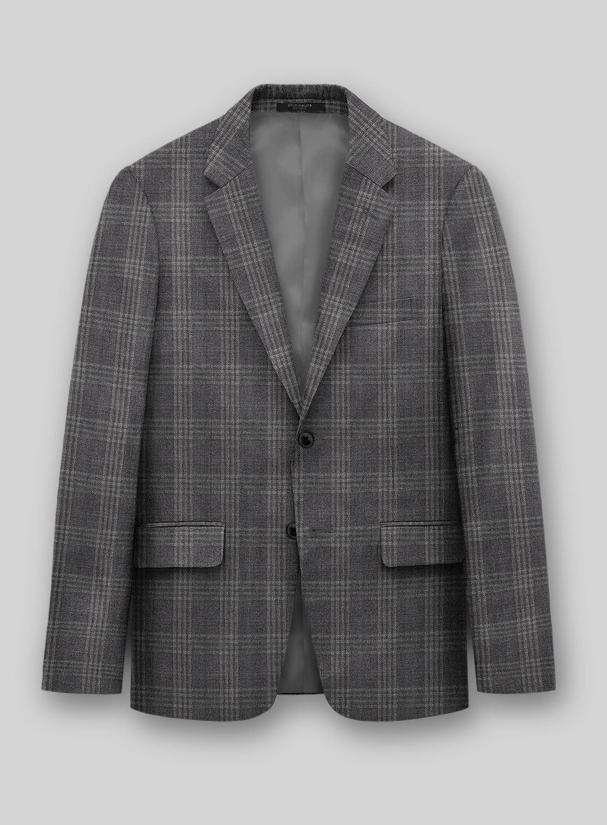 Noble Gray Check Wool Silk Linen Suit - Image 3