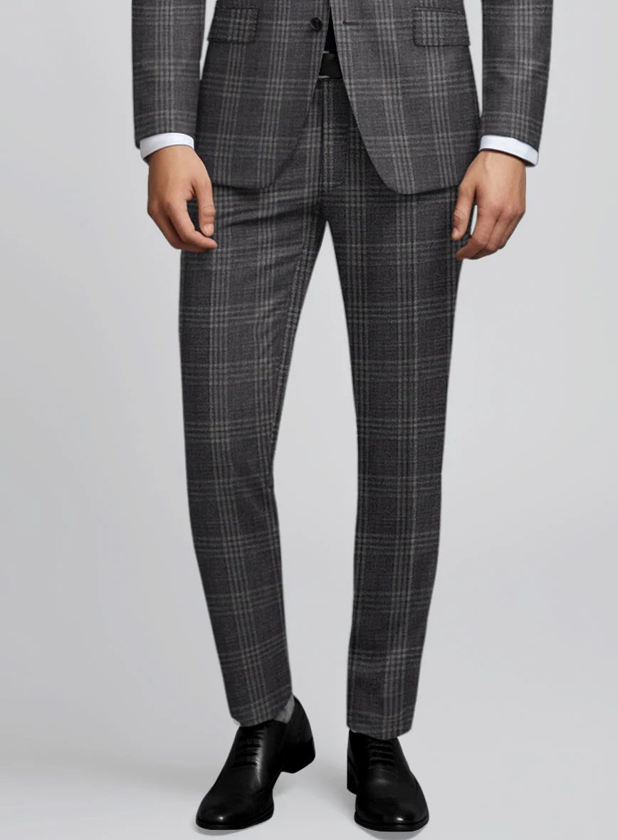 Noble Gray Check Wool Silk Linen Suit - Image 6