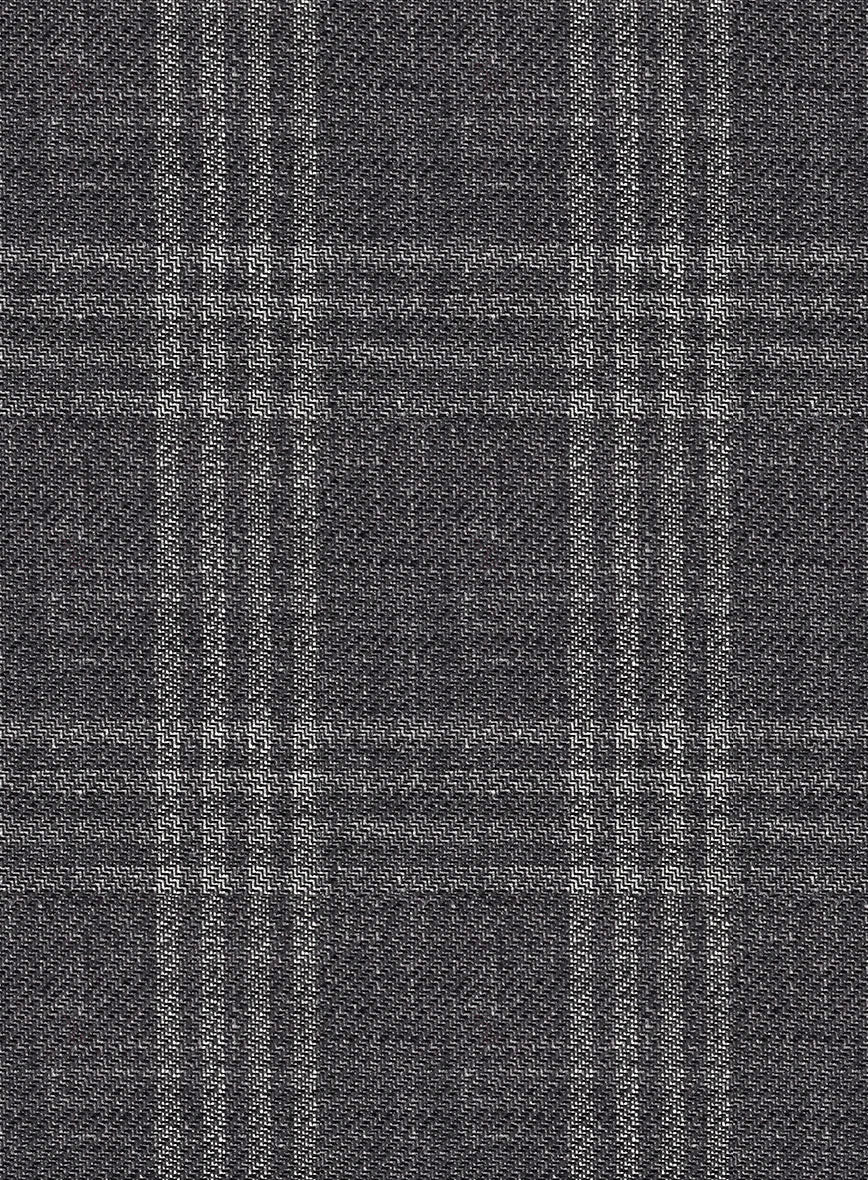 Noble Gray Check Wool Silk Linen Suit - Image 7