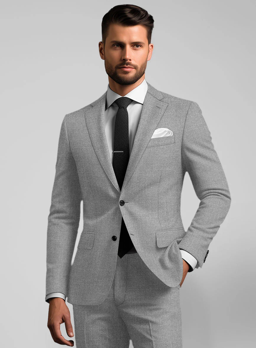 Noble Gray Wool Silk Linen Jacket - Image 2
