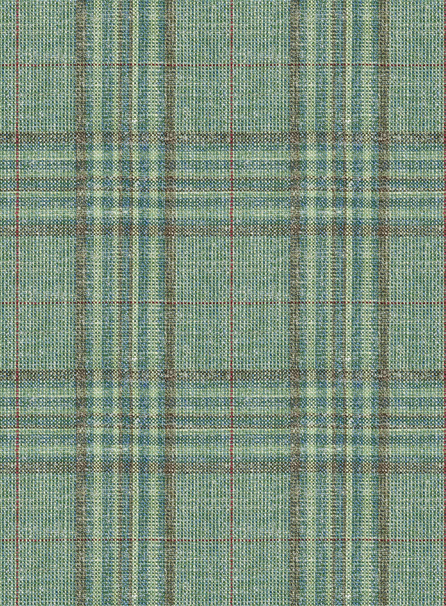 Noble Green Check Wool Silk Linen Suit - Image 7