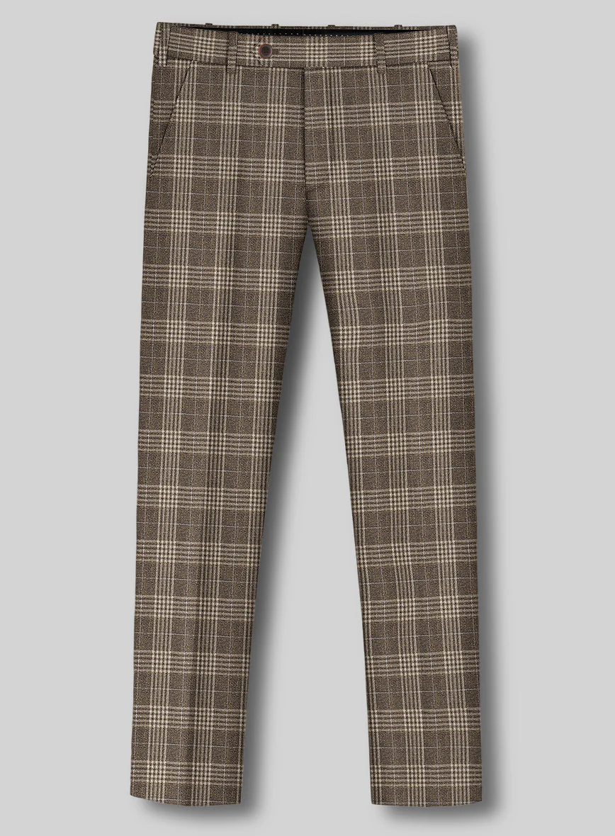Noble Hugo Brown Wool Silk Linen Pants - Image 2