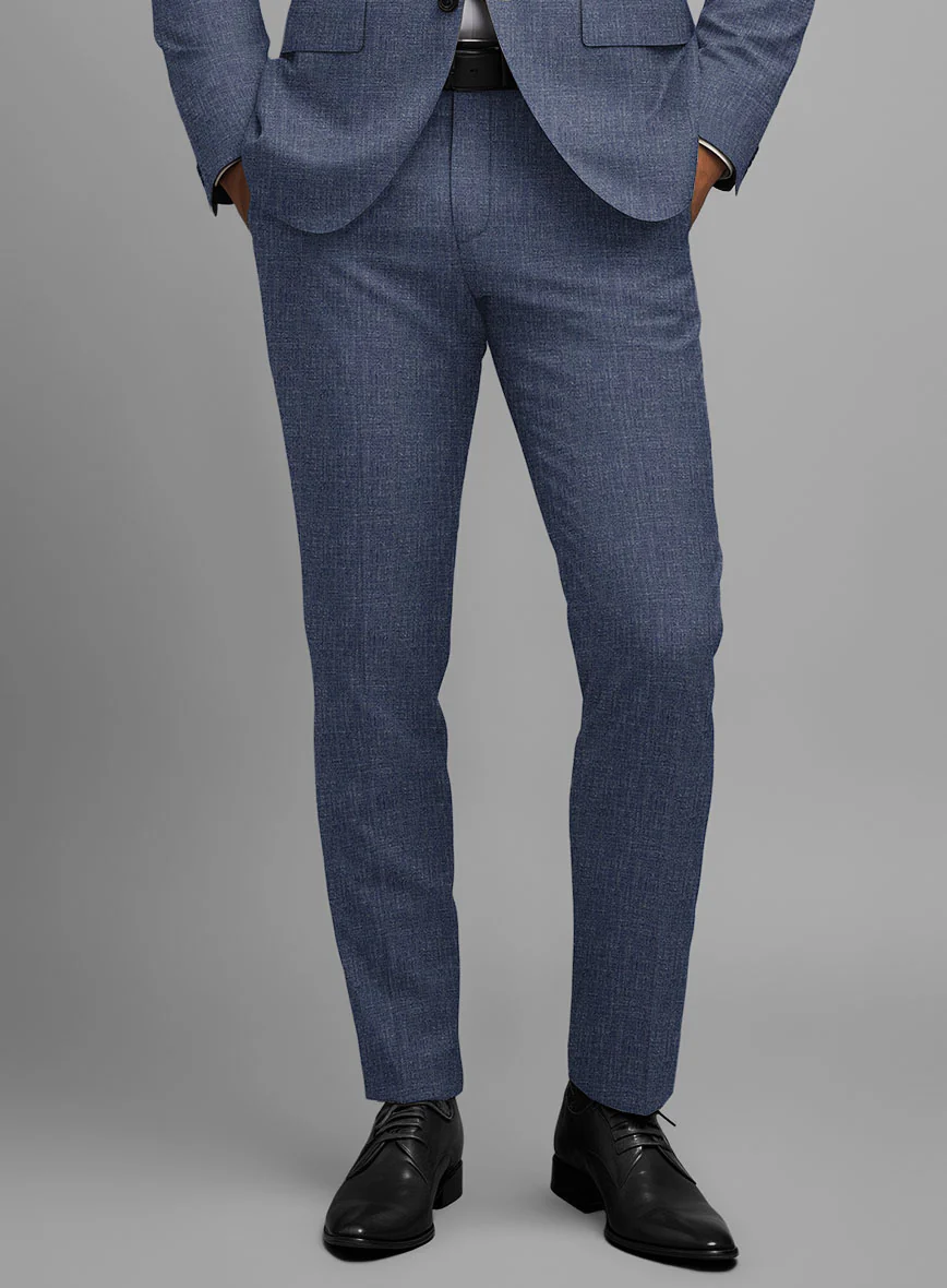 Noble Indigo Blue Wool Silk Linen Suit - Image 5
