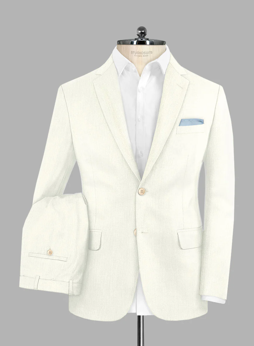 Noble Ivory Wool Silk Linen Suit - Image 2