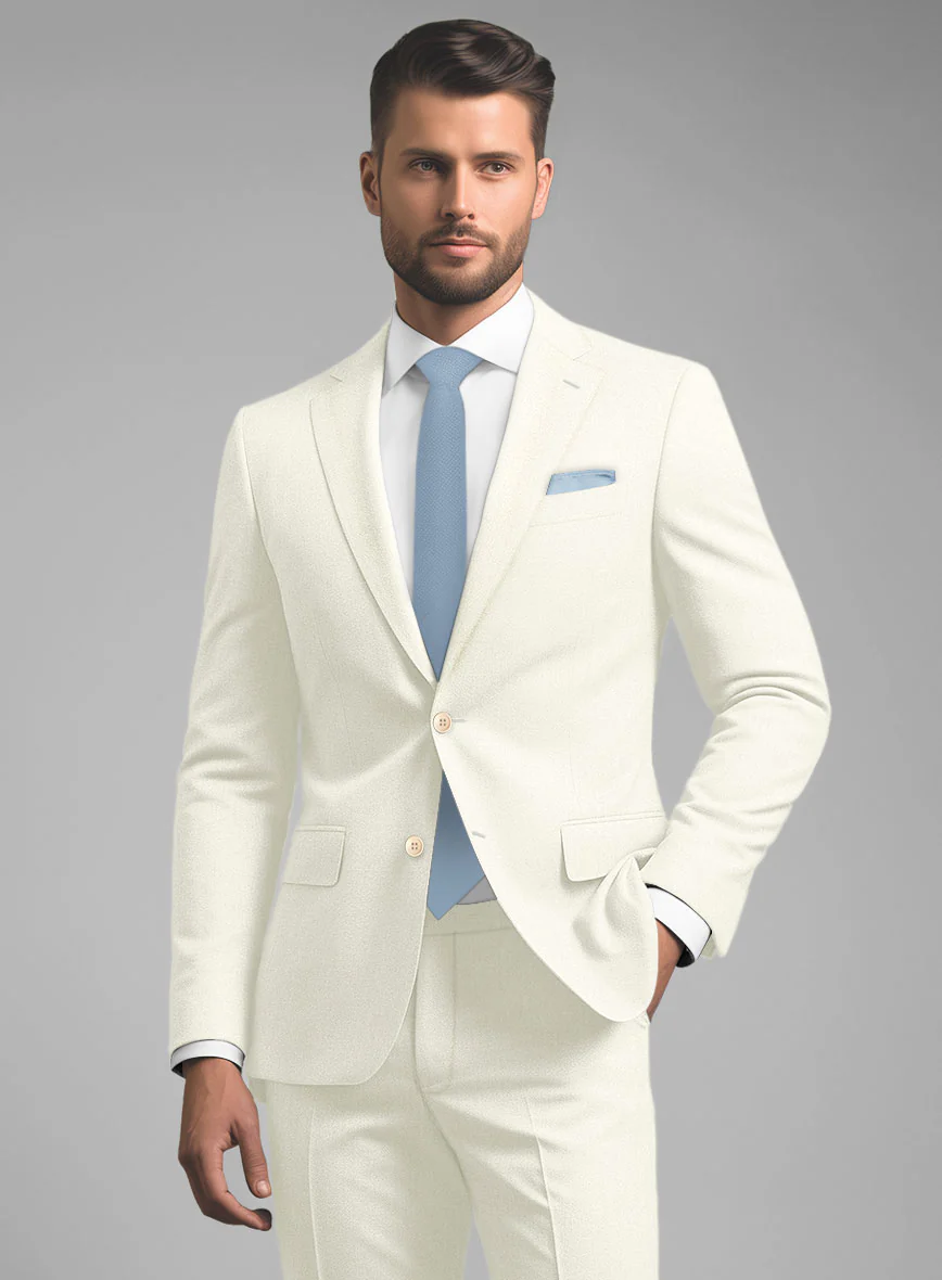 Noble Ivory Wool Silk Linen Suit - Image 3