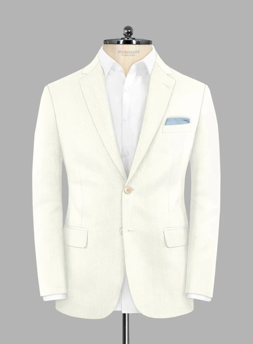 Noble Ivory Wool Silk Linen Suit - Image 4