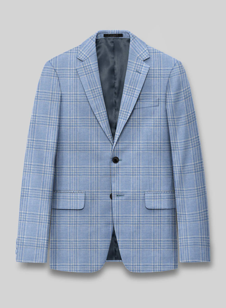Noble Light Blue Wool Silk Linen Suit - Image 3