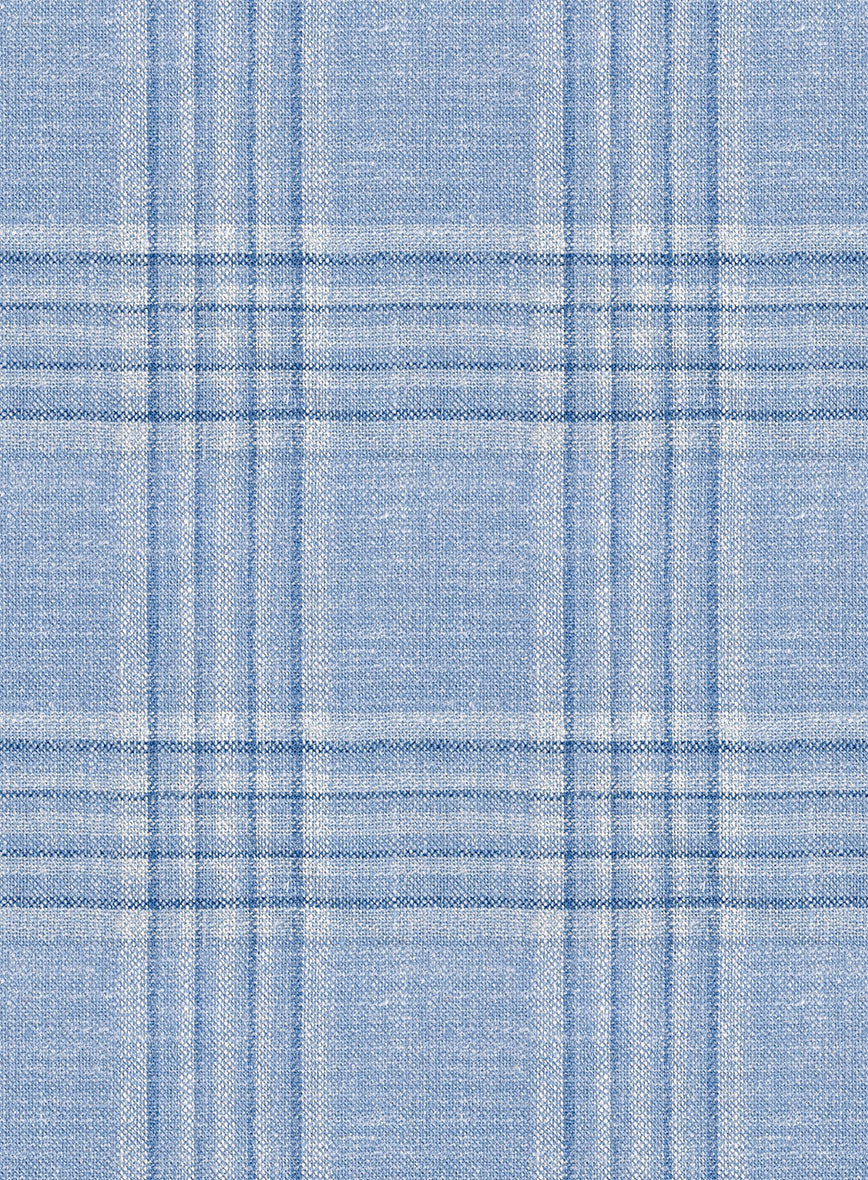 Noble Light Blue Wool Silk Linen Suit - Image 7