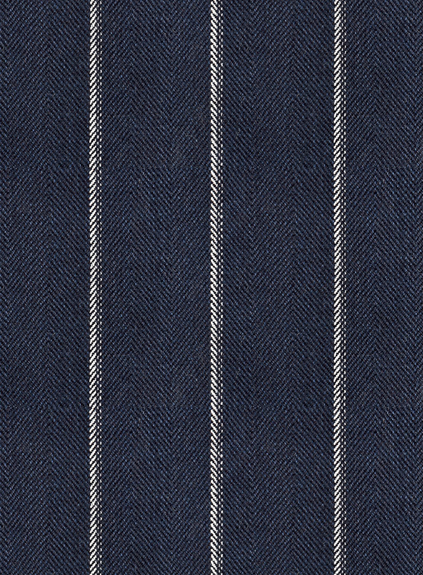 Noble Loredana Blue Stripe Cotton Silk Linen Pants - Image 3