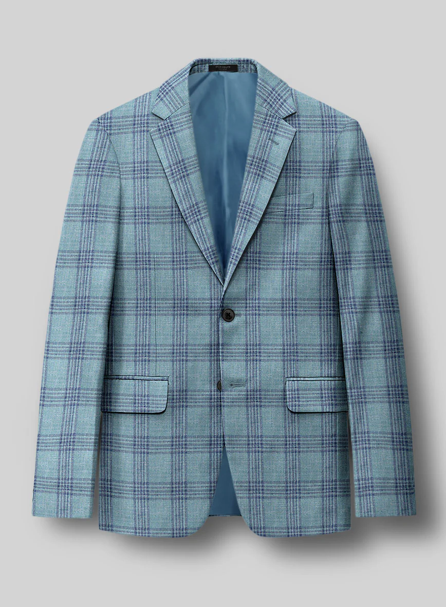 Noble Manuelita Blue Wool Silk Linen Suit - Image 2