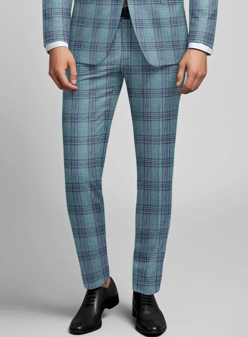 Noble Manuelita Blue Wool Silk Linen Suit - Image 4