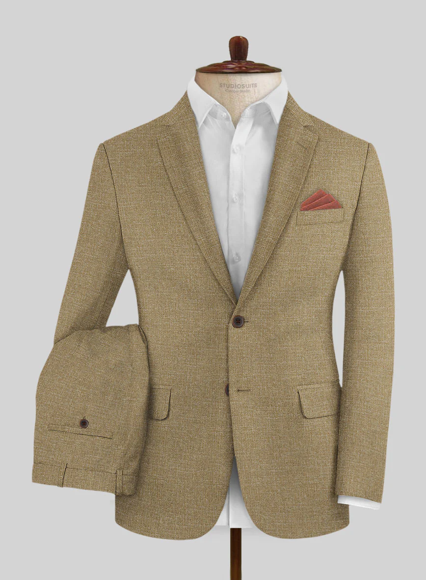 Noble Maple Khaki Wool Silk Linen Suit - Image 2