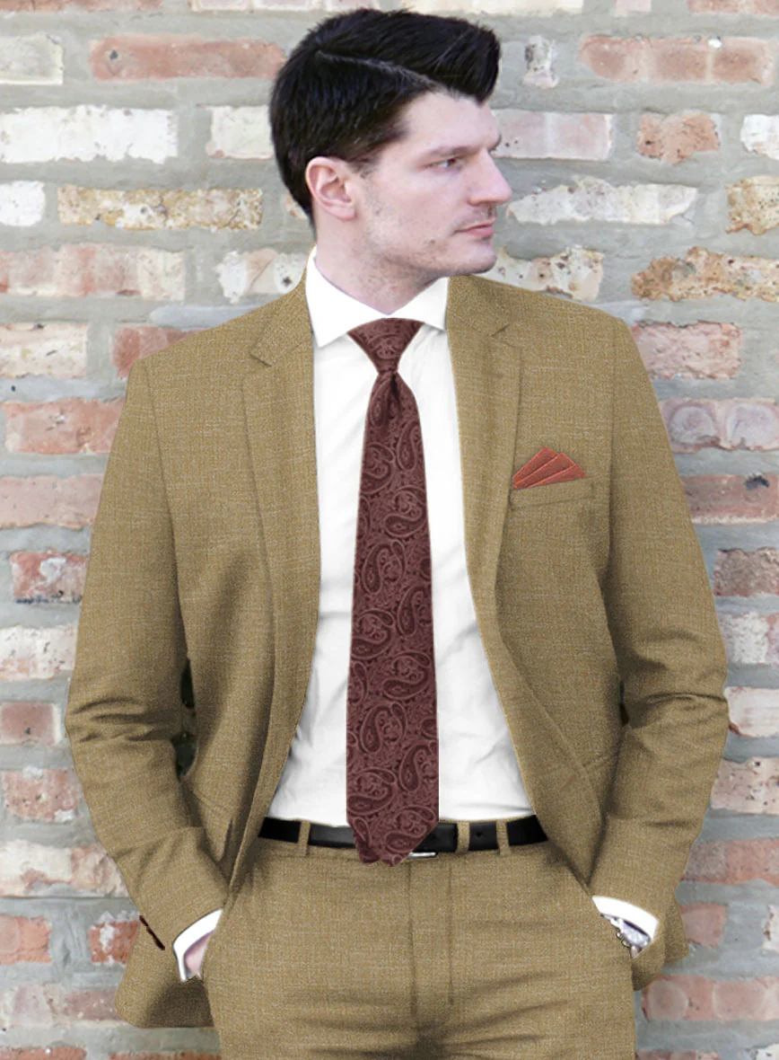 Noble Maple Khaki Wool Silk Linen Suit - Image 3