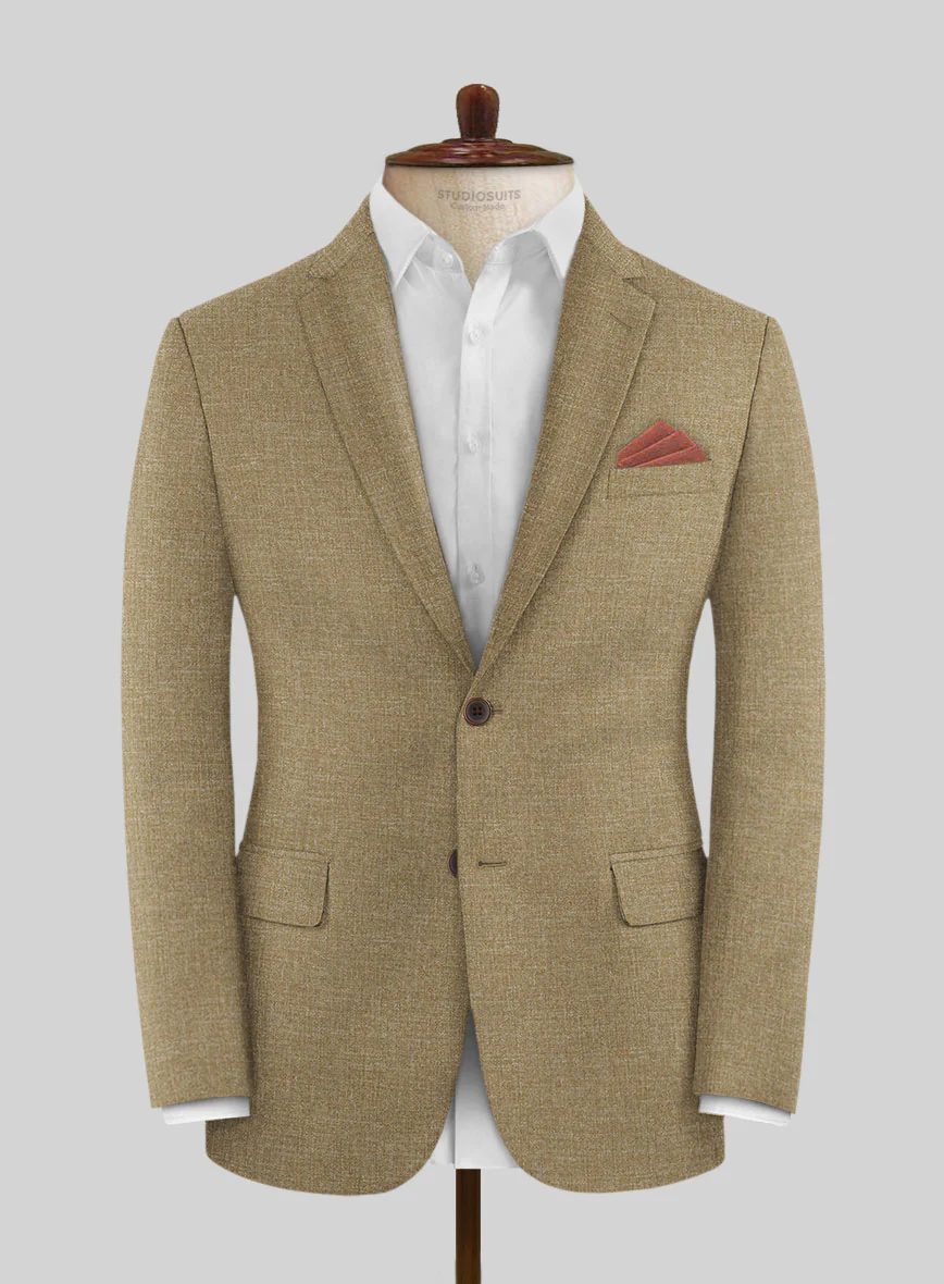 Noble Maple Khaki Wool Silk Linen Suit - Image 4