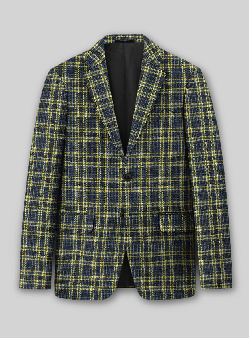 Noble Mario Check Wool Silk Linen Jacket