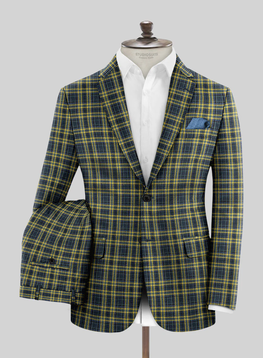 Noble Mario Check Wool Silk Linen Suit - Image 2