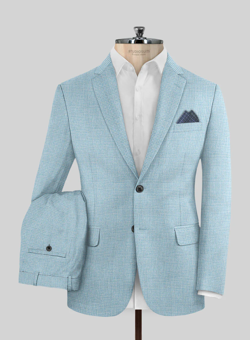 Noble Martina Blue Wool Silk Linen Suit - Image 2