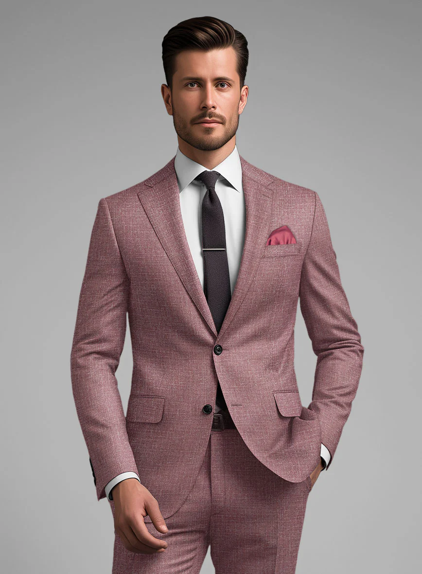 Noble Mauve Wool Silk Linen Suit - Image 3