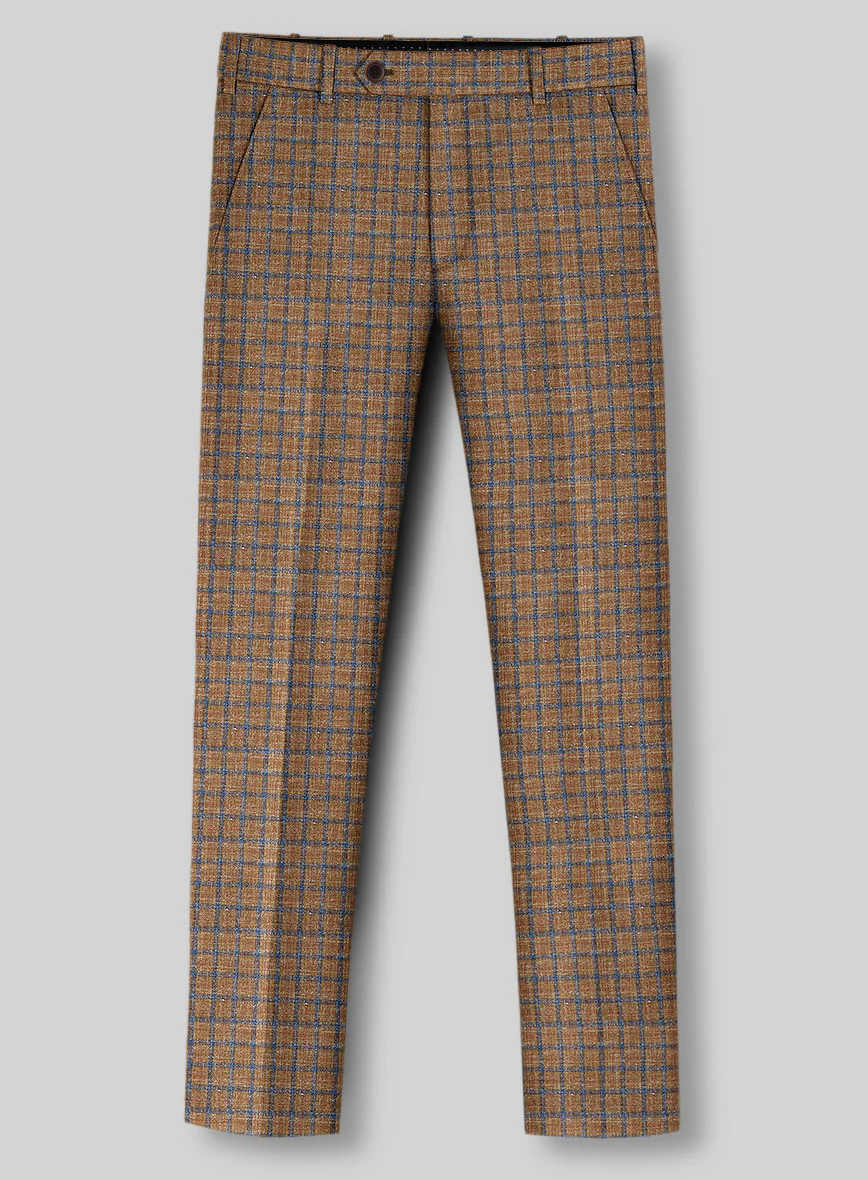 Noble Mustard Check Wool Silk Linen Pants - Image 2