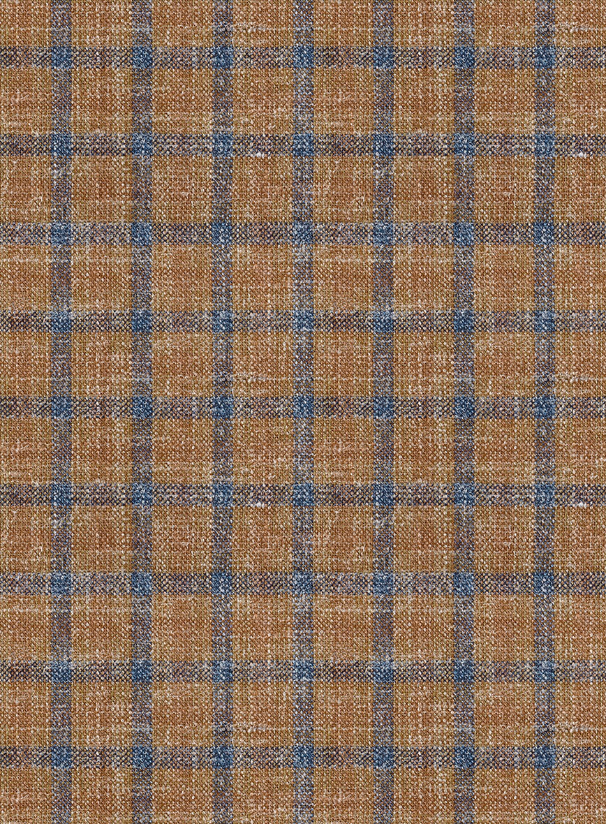 Noble Mustard Check Wool Silk Linen Pants - Image 3