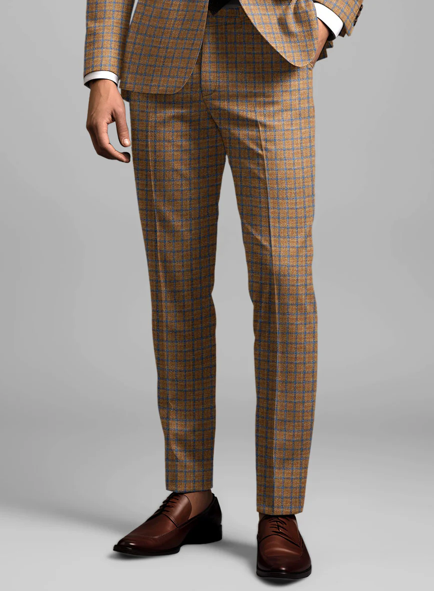Noble Mustard Check Wool Silk Linen Suit - Image 5