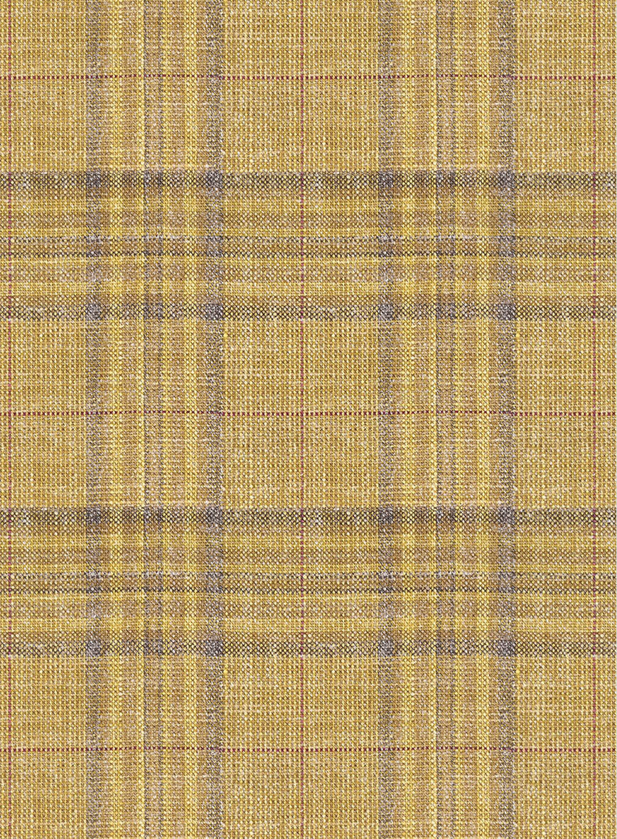 Noble Ochre Check Wool Silk Linen Jacket - Image 3