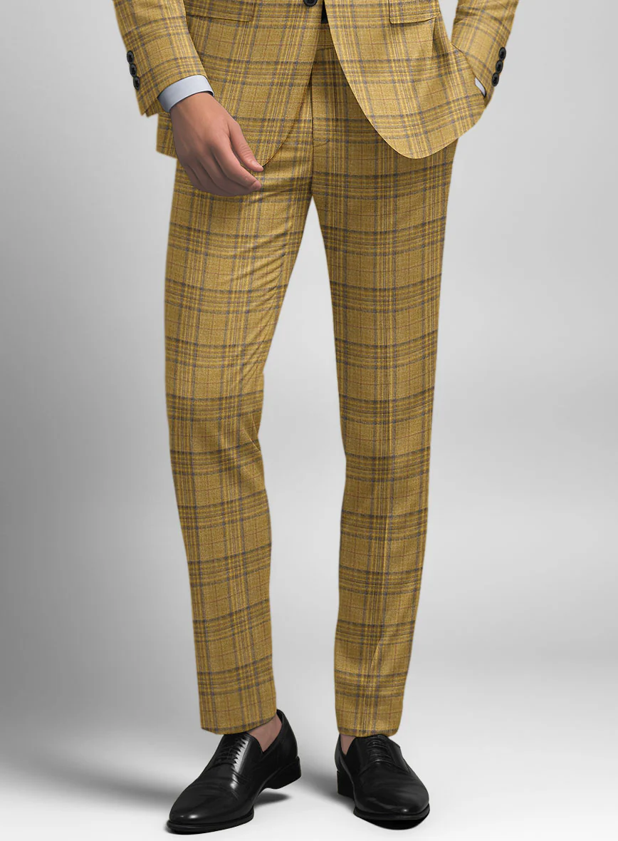 Noble Ochre Check Wool Silk Linen Suit - Image 5