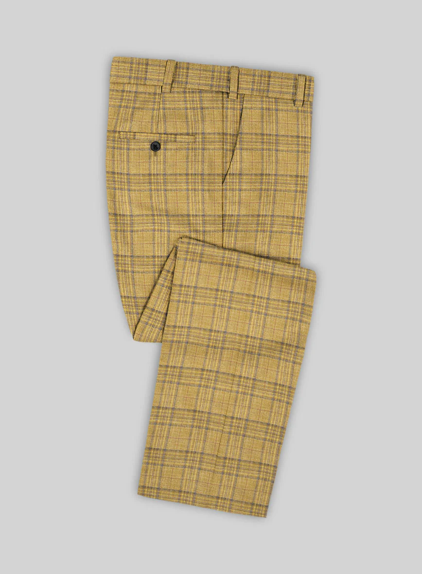 Noble Ochre Check Wool Silk Linen Suit - Image 6