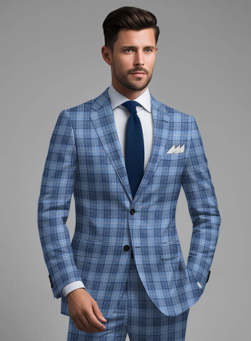 Noble Pilar Blue Wool Silk Linen Jacket - Image 2