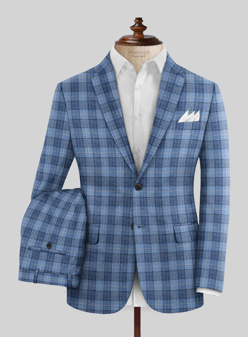Noble Pilar Blue Wool Silk Linen Suit - Image 2